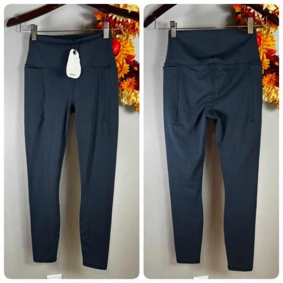 prAna LUXARA Womens High Rise Moisture Wicking Pocket Legging SMALL in STORMY NI - Picture 1 of 6